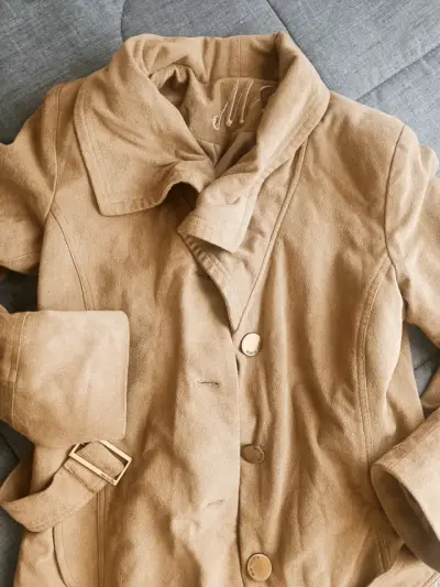 Abrigo simil gamuza beige Ma Griffe talla 40 - miniatura 2