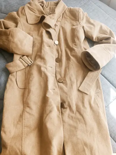 Abrigo simil gamuza beige Ma Griffe talla 40 - miniatura 5