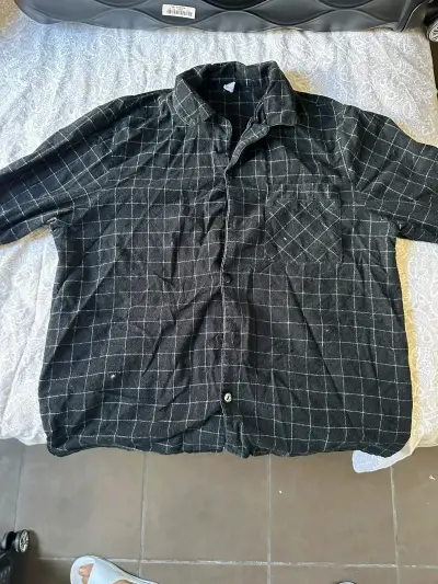 Conjunto de pijama a cuadros negro para hombre - miniatura 1