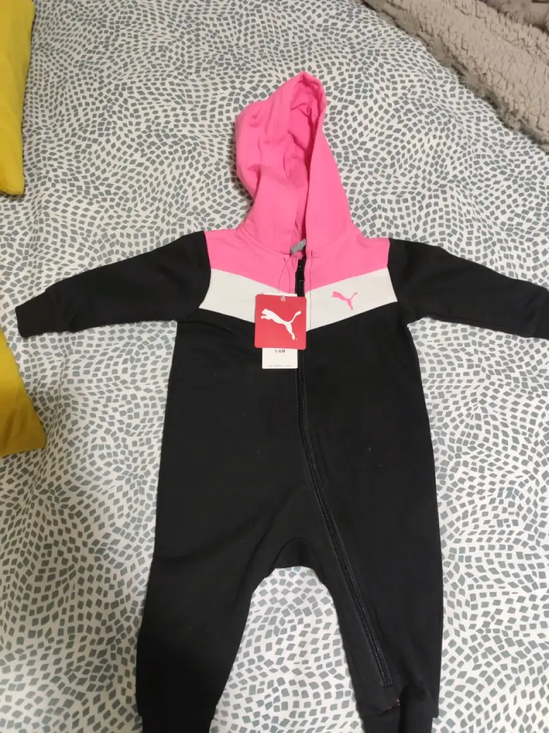 Enterito de bebé Puma negro y rosado