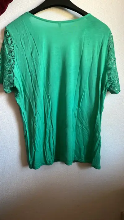 Blusa de encaje verde para mujer talla L - miniatura 2