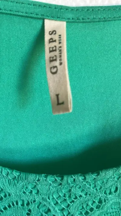 Blusa de encaje verde para mujer talla L - miniatura 3