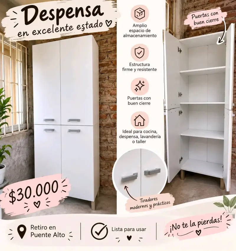 Despensa blanca en excelente estado