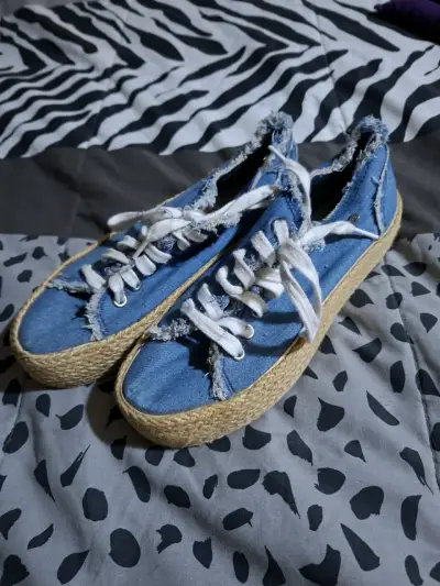 Zapatillas de jeans azul con suela de yute - miniatura 1