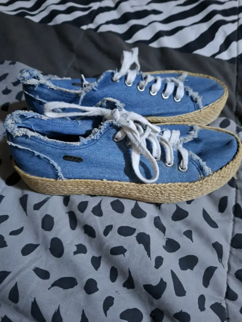Zapatillas de jeans azul con suela de yute - 2