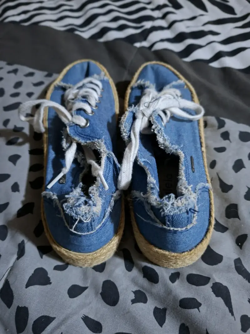 Zapatillas de jeans azul con suela de yute - 3