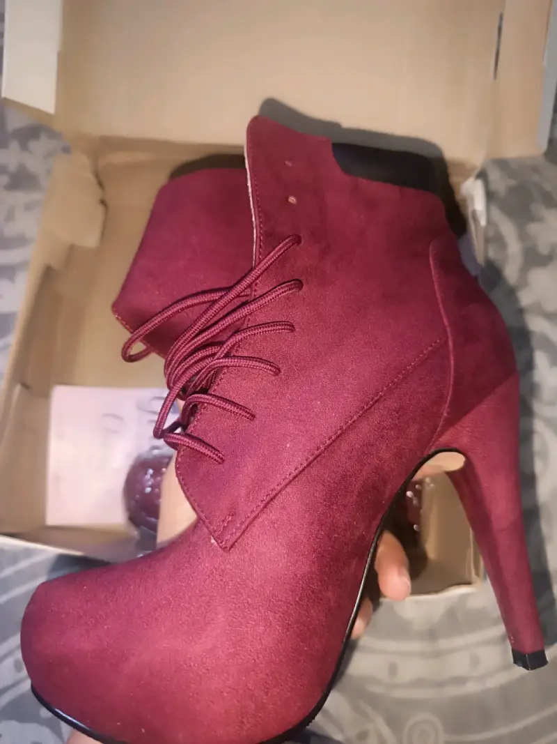 Botines de tacón alto burdeos para mujer