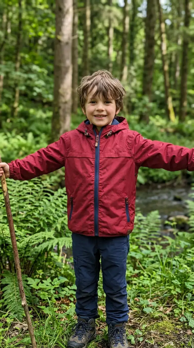Chaqueta burdeo para niño con capucha - 5