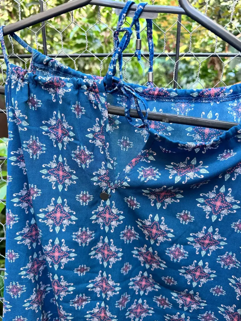 Vestido barbados corto azul estampado floral - 2