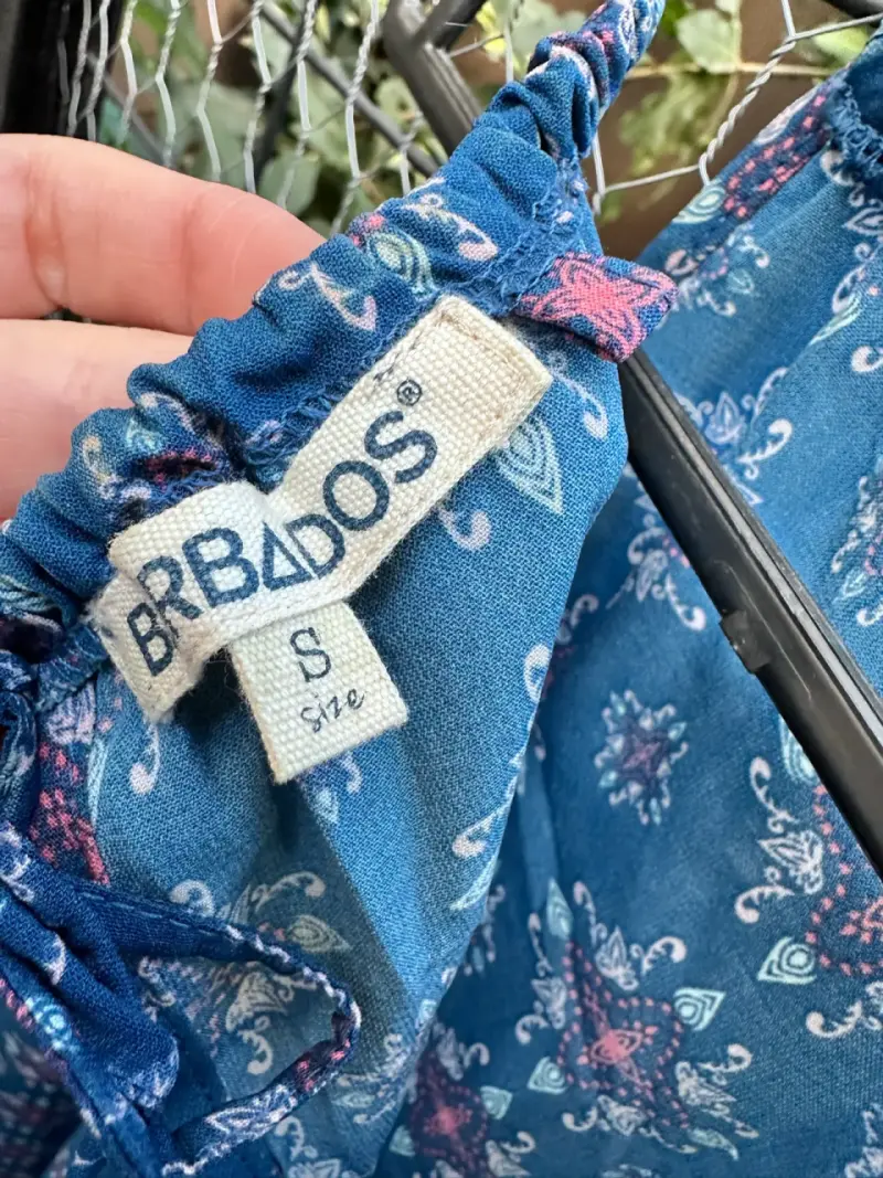 Vestido barbados corto azul estampado floral - 3