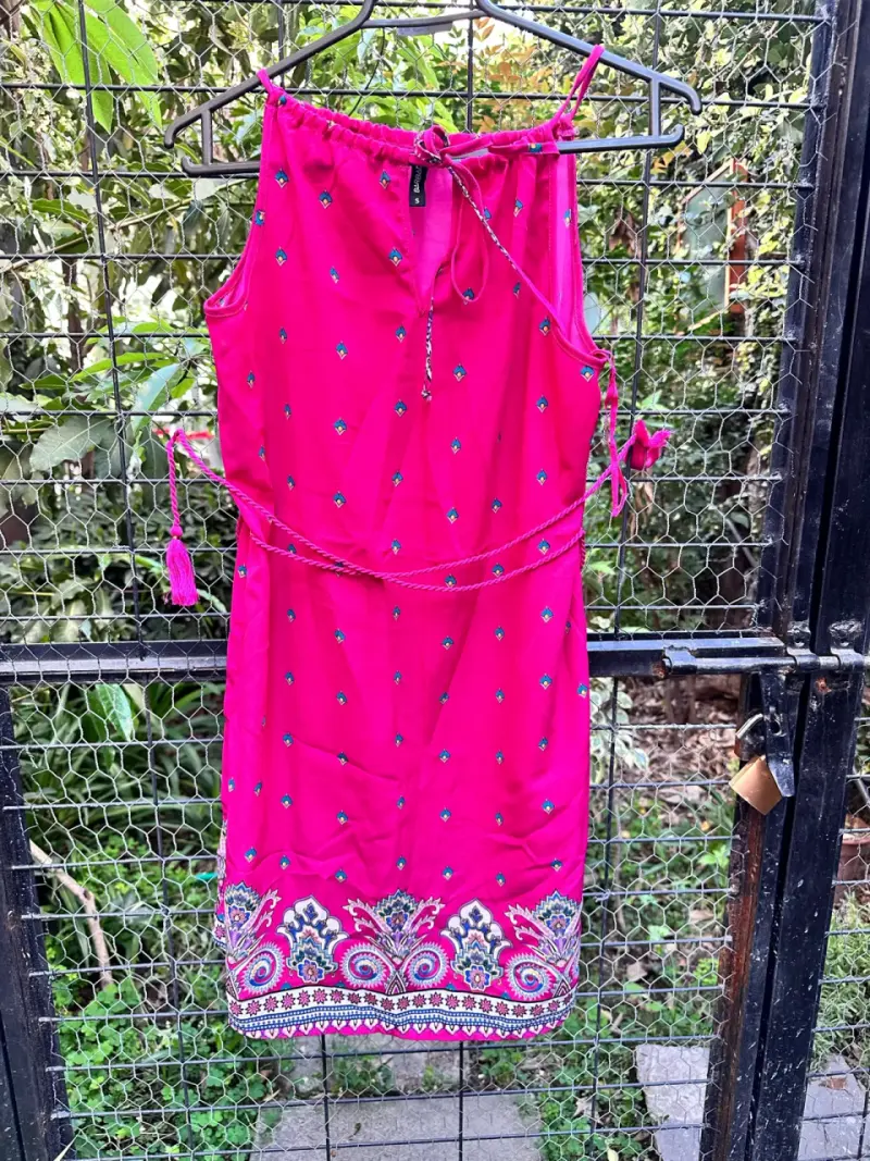Vestido fucsia con estampado bohemio Barbados - 1