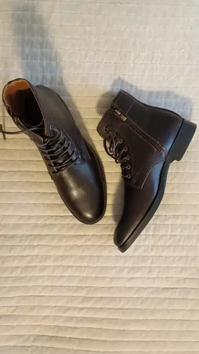 Botines de cuero marrón con cierre lateral - miniatura 1