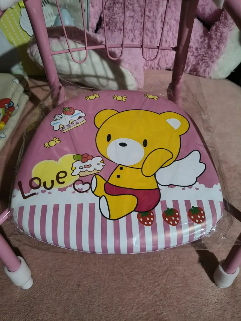 Silla infantil rosa con diseño de oso - 2
