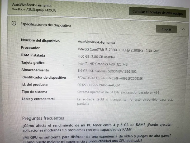 Laptop ASUS VivoBook 14 con Intel Core i3 - 5