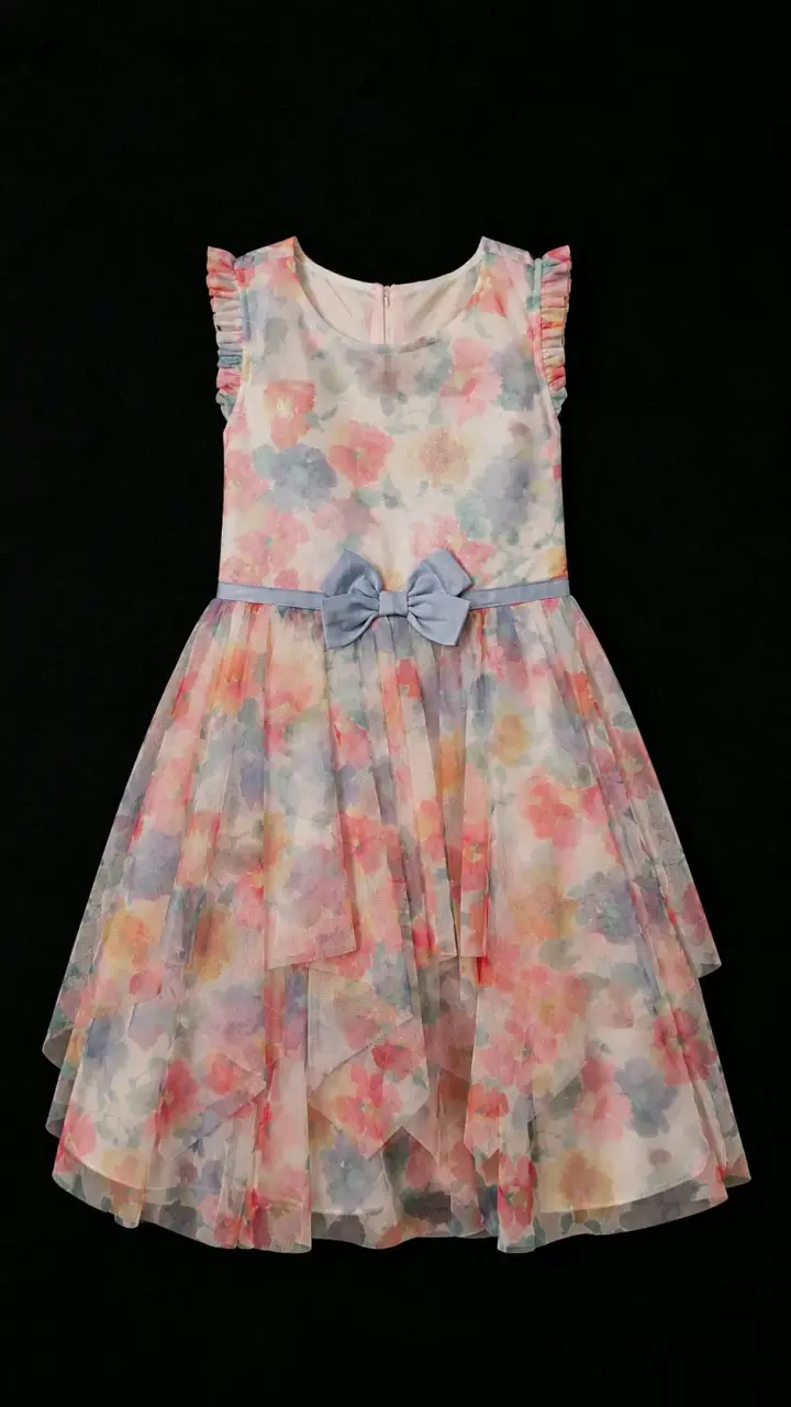 Vestido infantil floral con lazo
