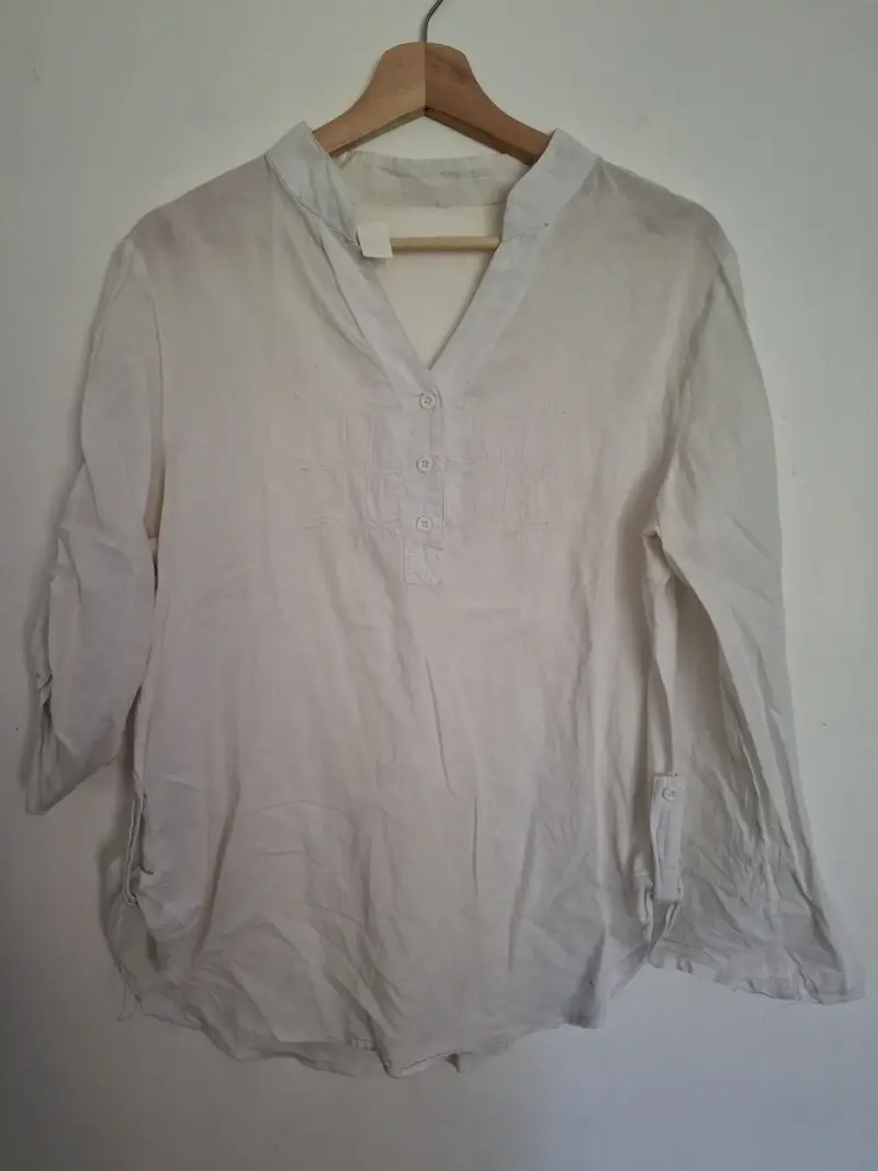 Blusa blanca cuello mao para mujer - 2