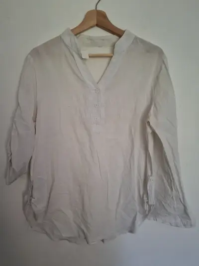 Blusa blanca cuello mao para mujer - miniatura 2