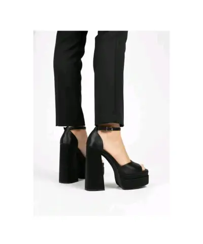 Sandalias de tacón alto negras elegantes - miniatura 4