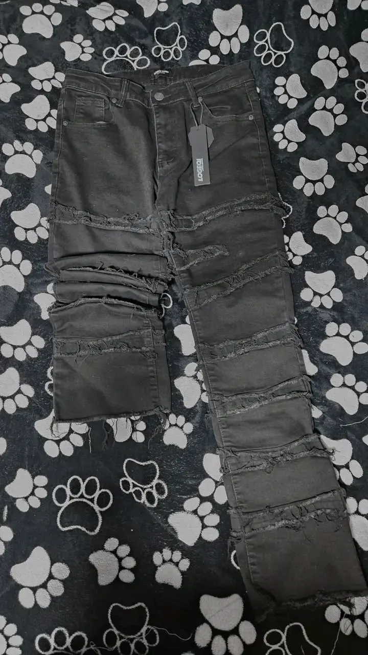 Jeans negros desgastados Logeoi para hombre - 2