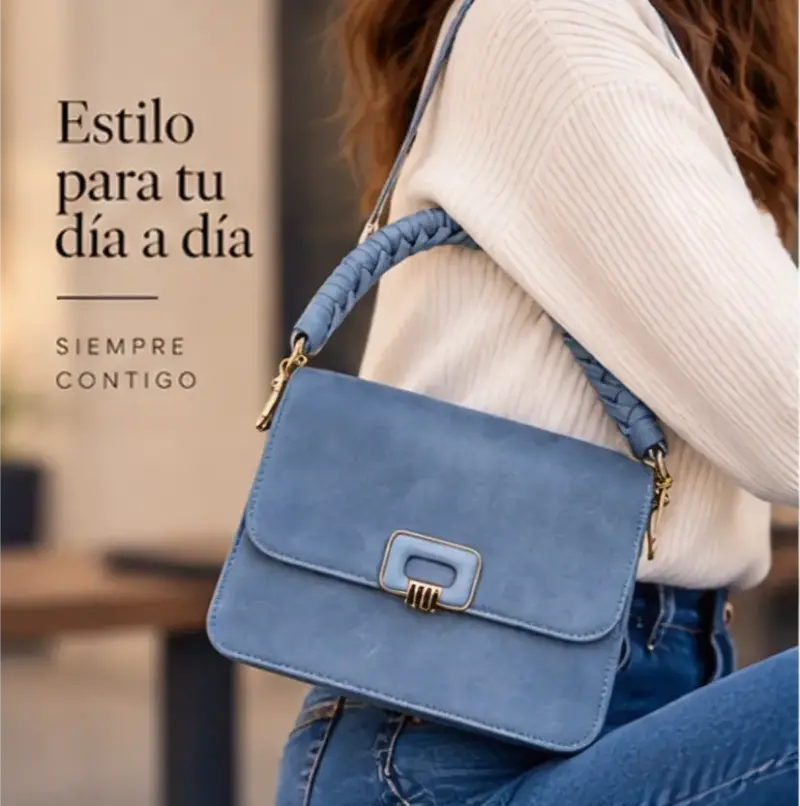 Cartera celeste estilo casual para mujer