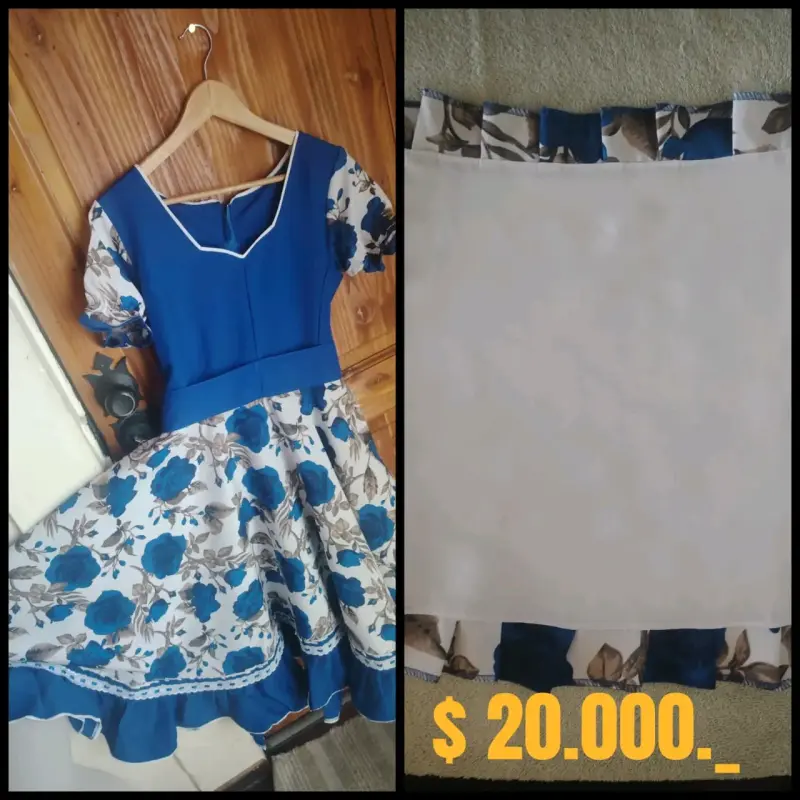 Vestido azul con estampado floral