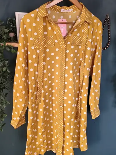 Vestido camisero de lunares amarillo y verde - miniatura 2
