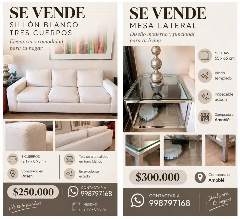 Sofá Blanco Tres Cuerpos de Alta Calidad