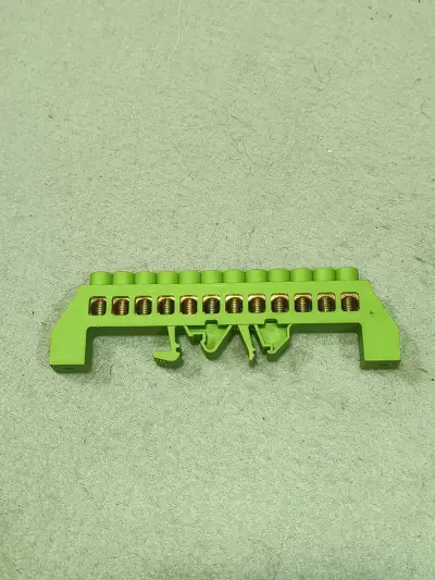 Barra Conexión Bronce Aislada 12P Riel DIN Verde - miniatura 1