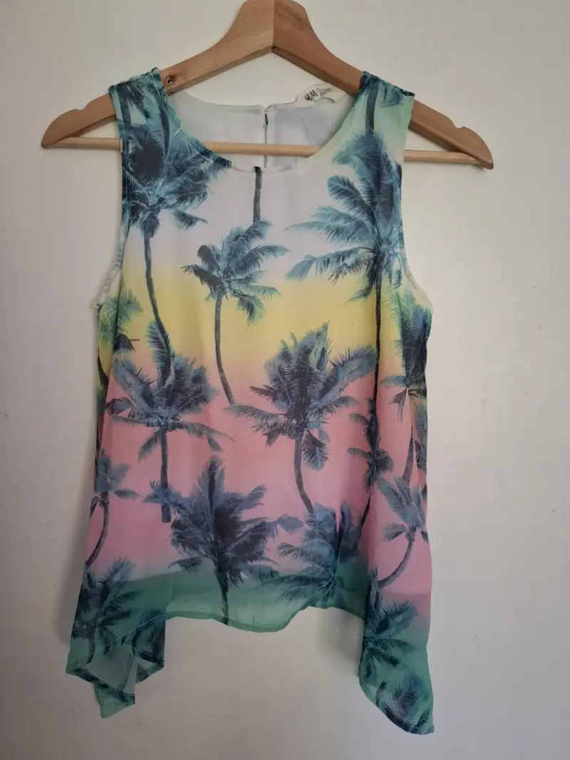 Blusa sin mangas con estampado de palmeras - 2
