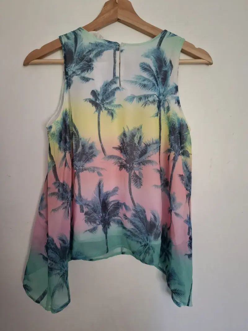 Blusa sin mangas con estampado de palmeras - 3