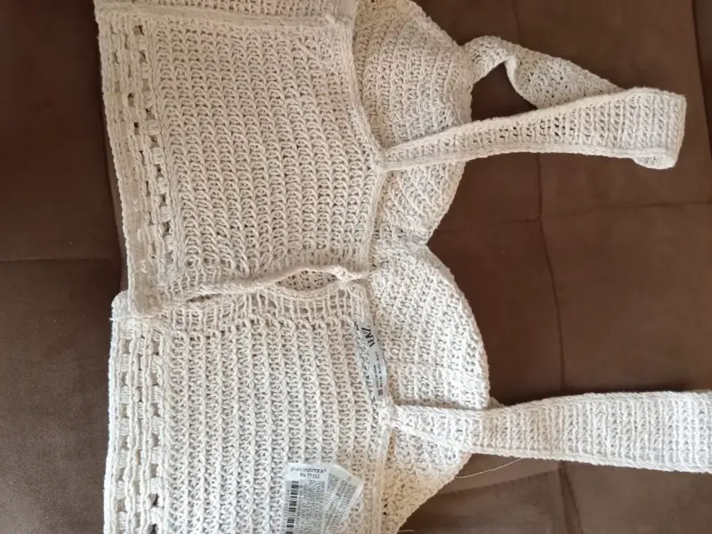 Top tejido a crochet blanco para mujer - 2