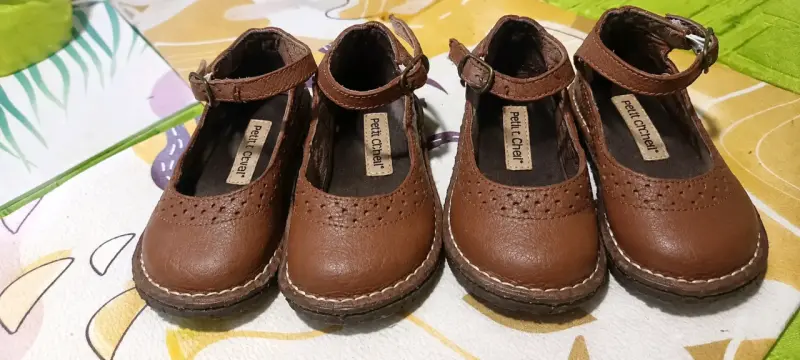 Zapatos de cuero marrón para niña Petit Chesval