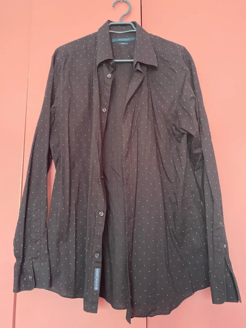 Camisa negra de puntos Perry Ellis Slim Fit - 1