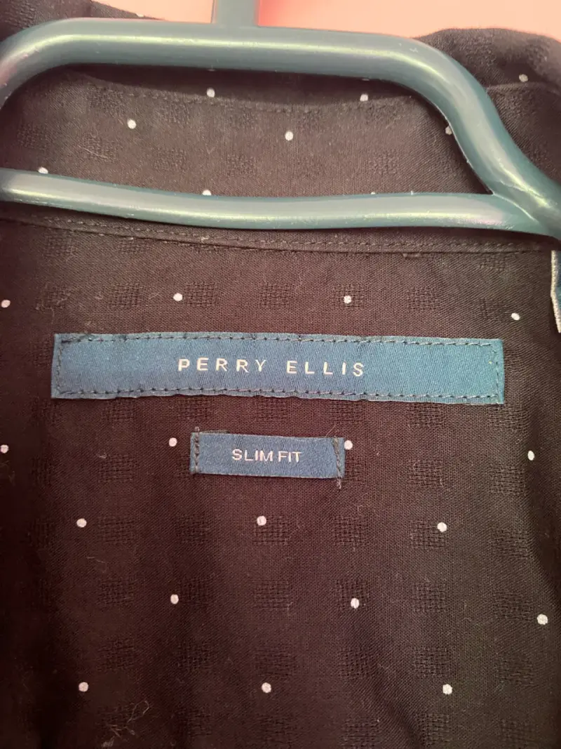 Camisa negra de puntos Perry Ellis Slim Fit - 2