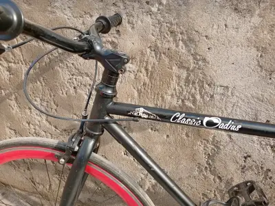 Bicicleta Urbana Negra con Llantas Rojas - miniatura 3