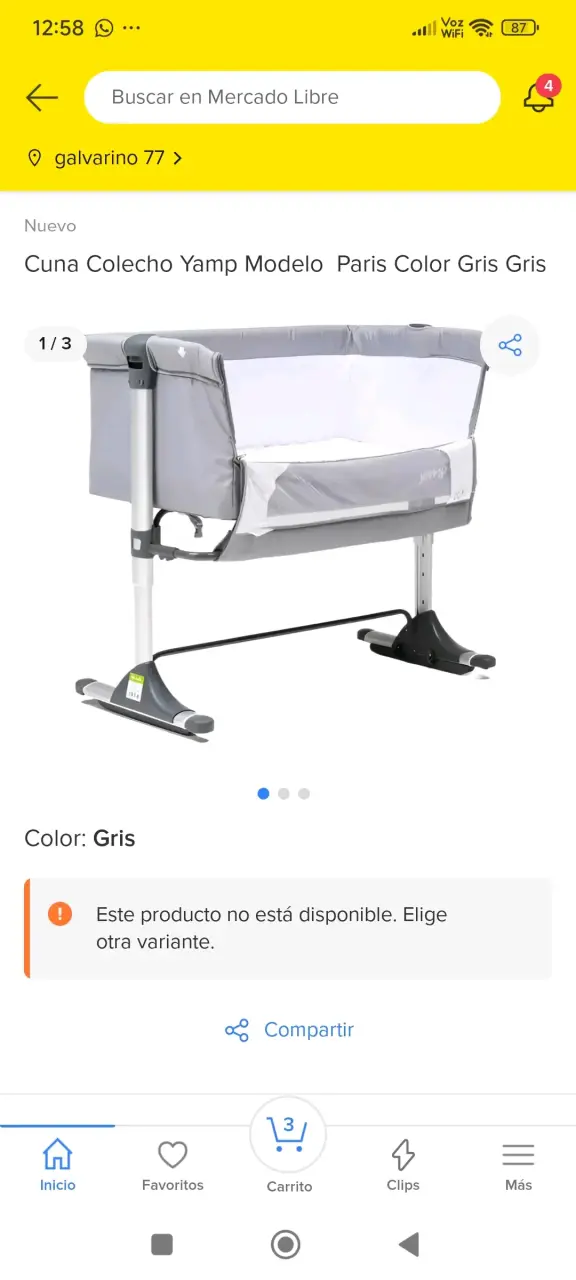 Cuna colecho Yamp Paris gris ajustable