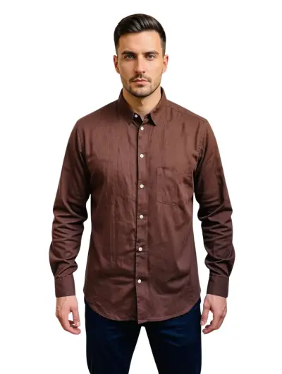 Camisa de lino marrón H&M Essentials para hombre - miniatura 3
