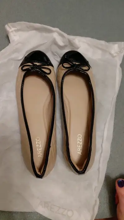 Bailarinas beige y negro Arezzo - miniatura 1