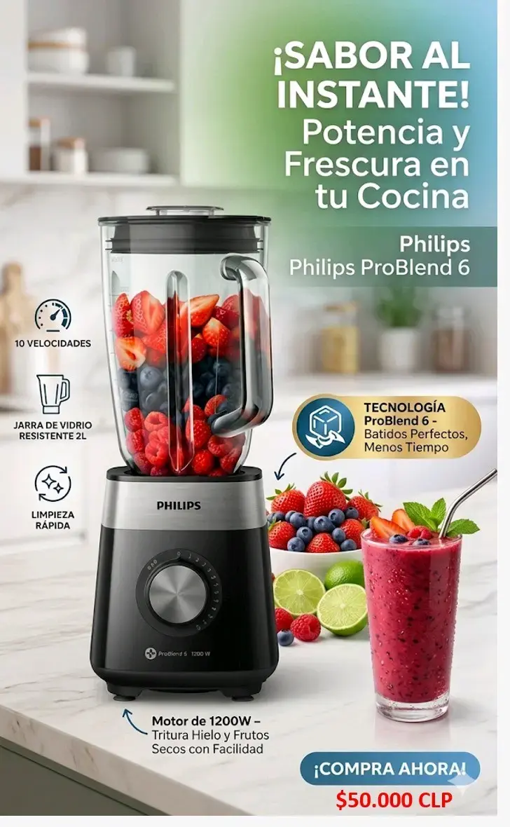 Licuadora Philips ProBlend 6 de 1200W