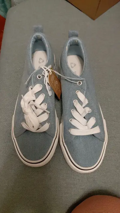 Zapatillas de lona azul con plataforma - miniatura 1
