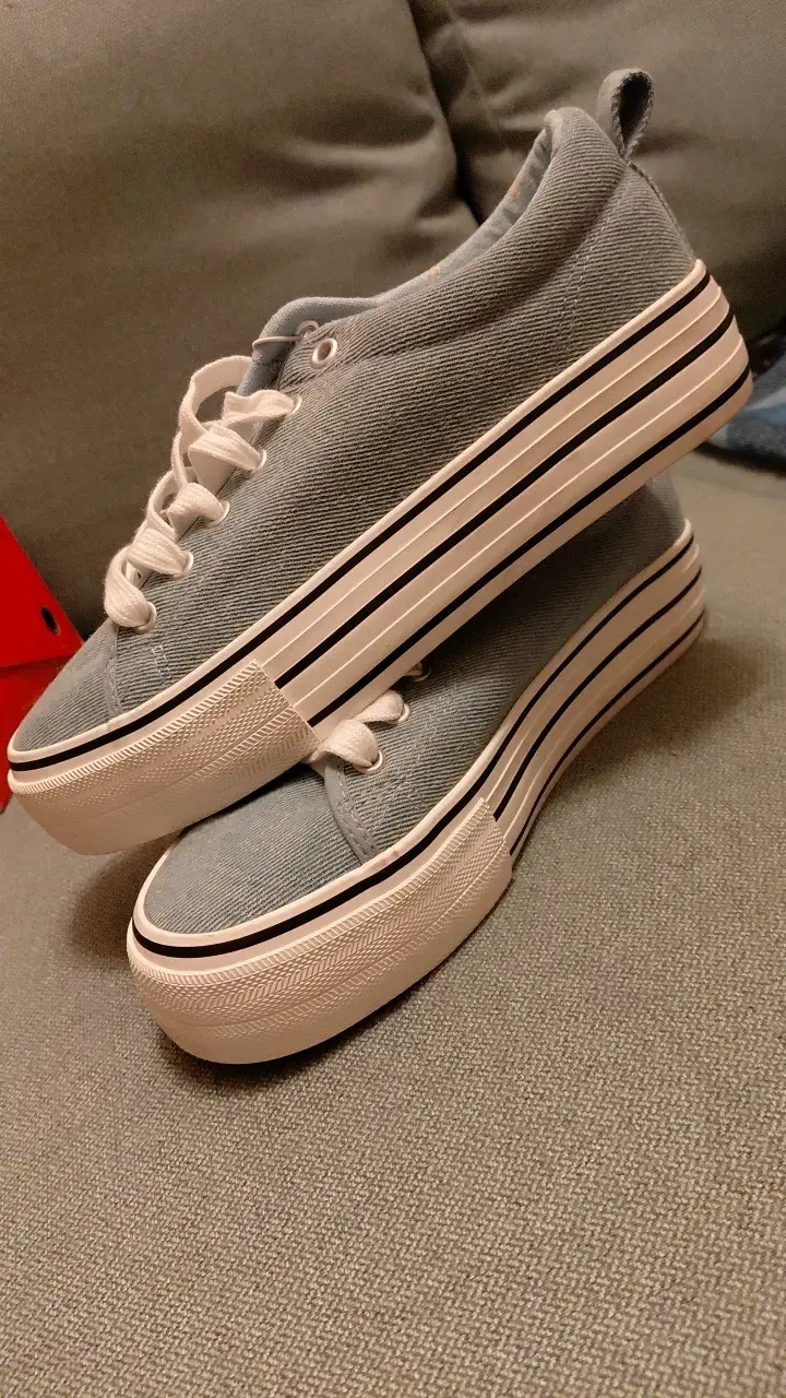 Zapatillas de lona azul con plataforma - 3