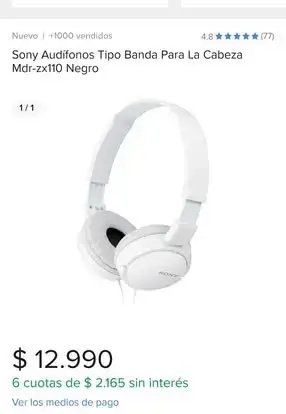 Audífonos Sony MDR-ZX110 con Cable - miniatura 3