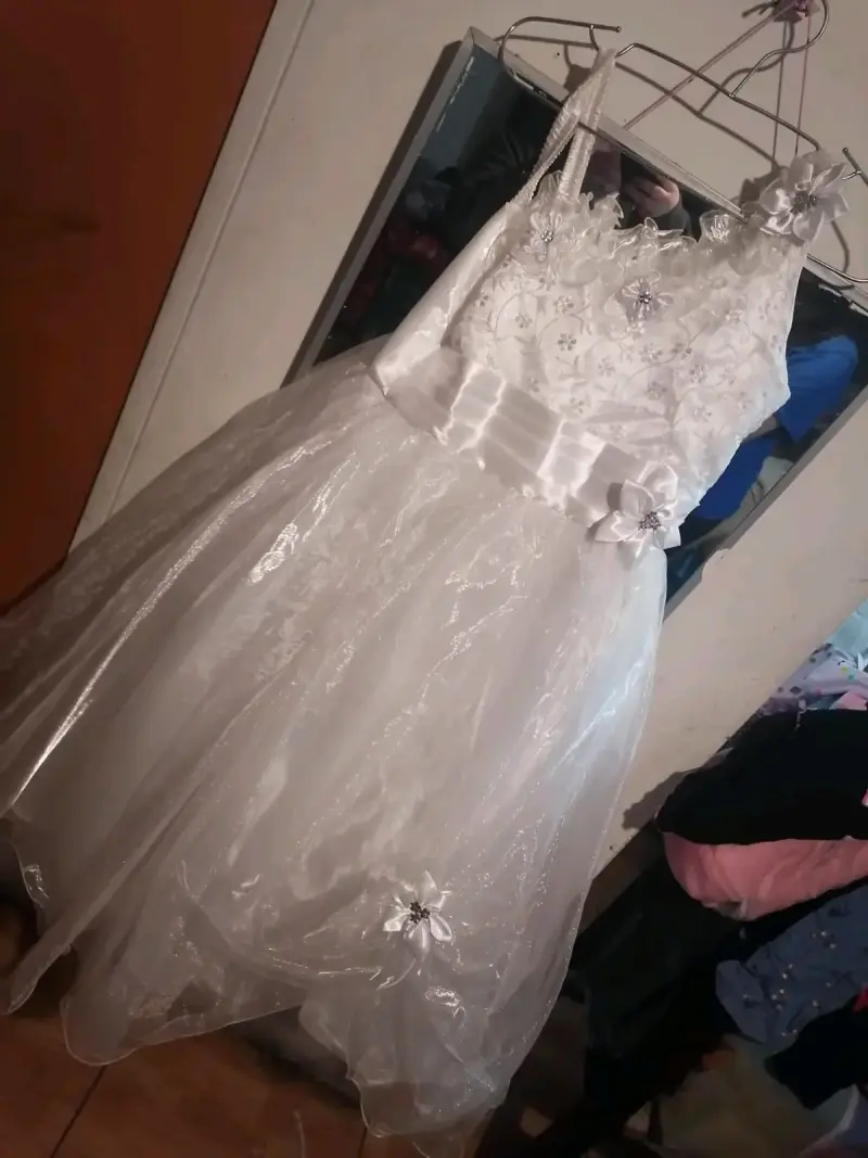 Vestido de Primera Comunión Blanco con Detalles Fl - 2
