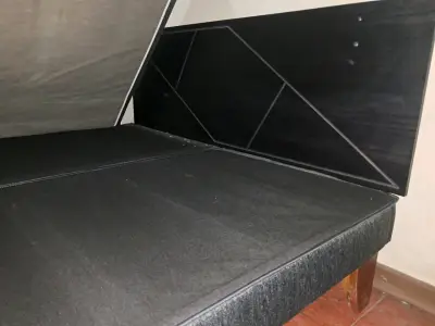 Cama de dos plazas cic con base y respaldo negro - miniatura 2