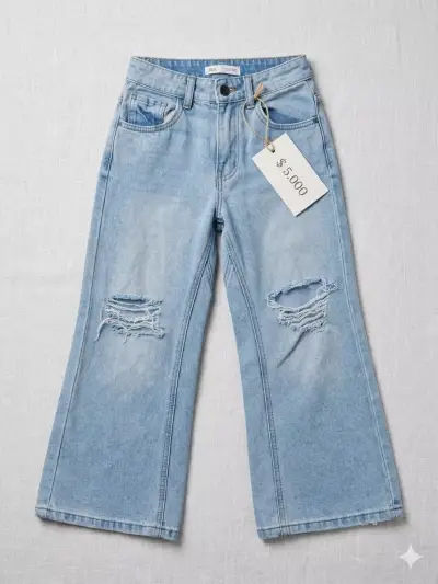 Jeans de mezclilla azul claro con roturas - miniatura 1