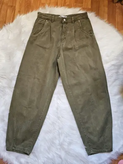 Jeans verdes Zara para mujer - miniatura 1