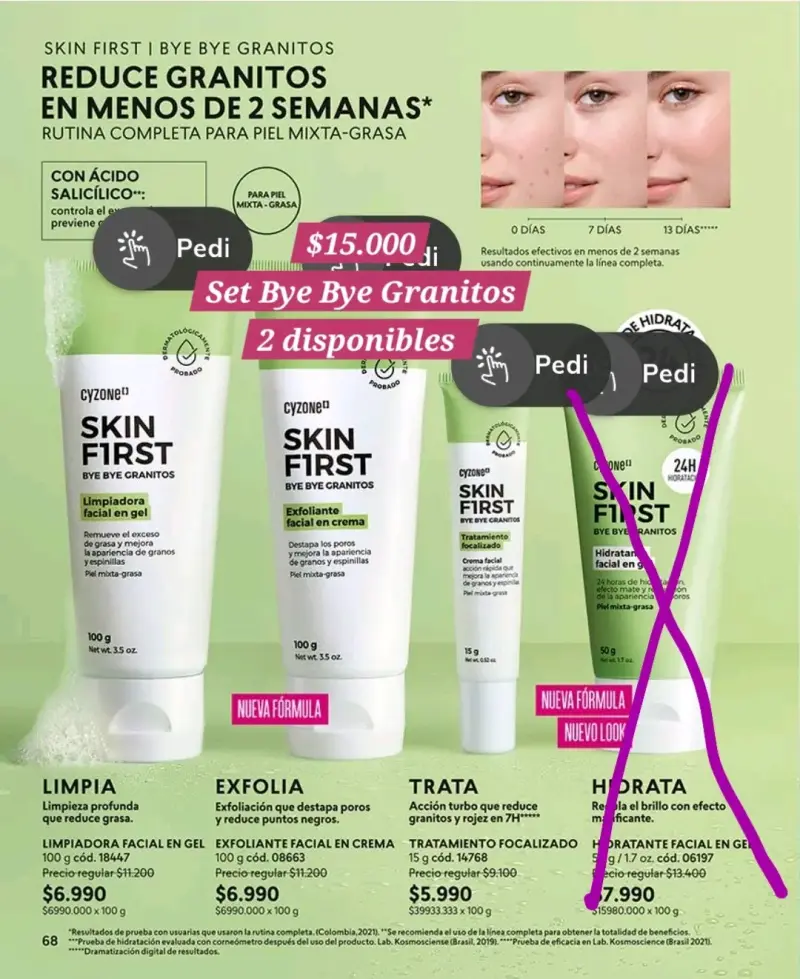 Set Cuidado Facial Cyzone Skin First Bye Bye Gra