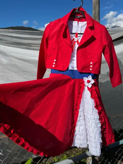 Vestido de Huasa Infantil Rojo y Blanco - miniatura 1
