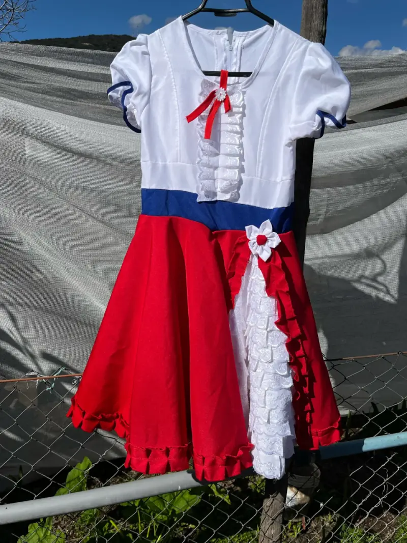 Vestido de Huasa Infantil Rojo y Blanco - 3