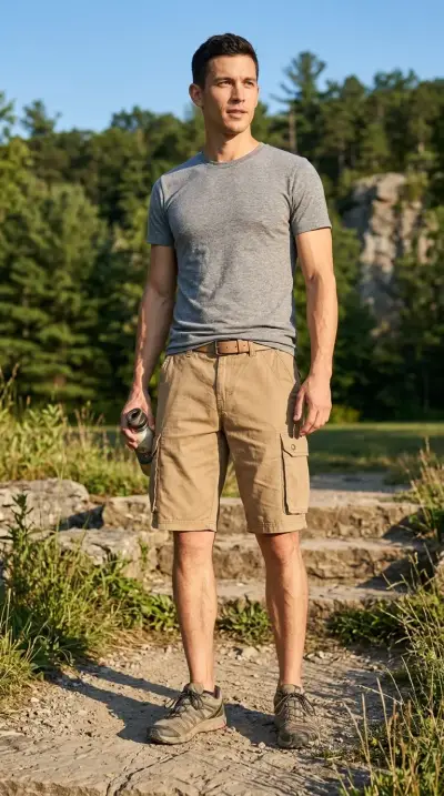 Bermudas cargo beige de algodón talla 42 - miniatura 6